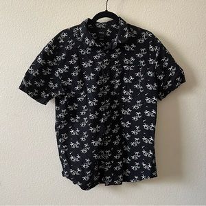 RVCA Black Hawaiian Collared Shirt w/ Palm Trees